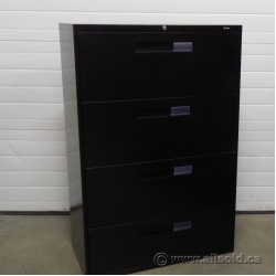 Global Black 36" 4 Drawer Lateral File Cabinet, Locking
